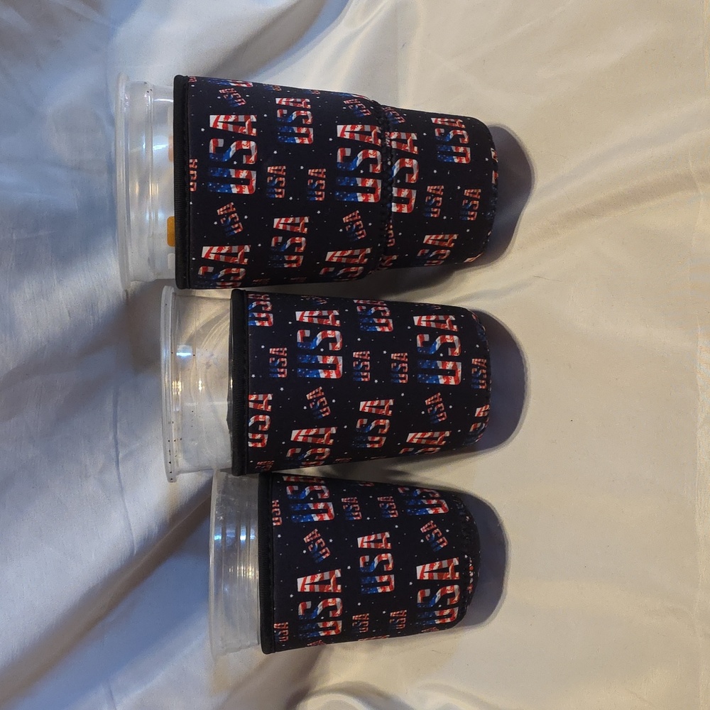 Pack Reusable Iced Coffee Sleeves - USA (Makes a great gift)